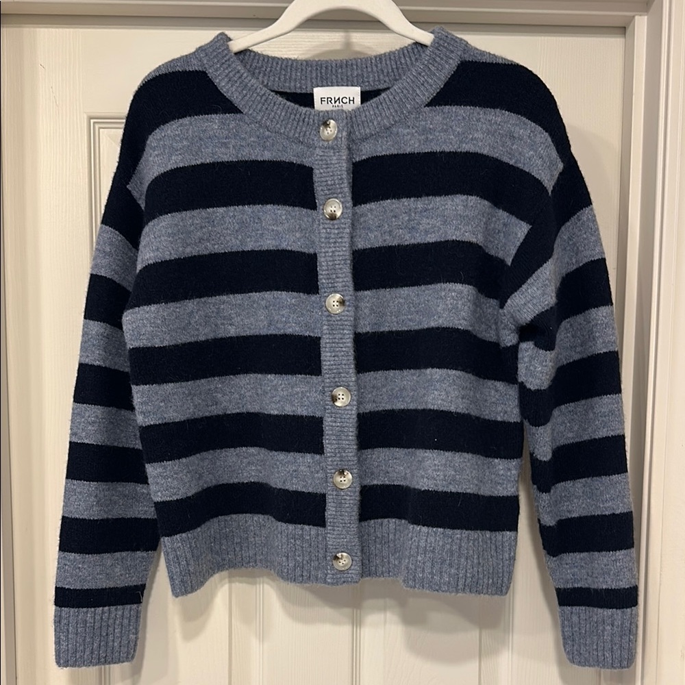 FRNCH blue striped cardigan